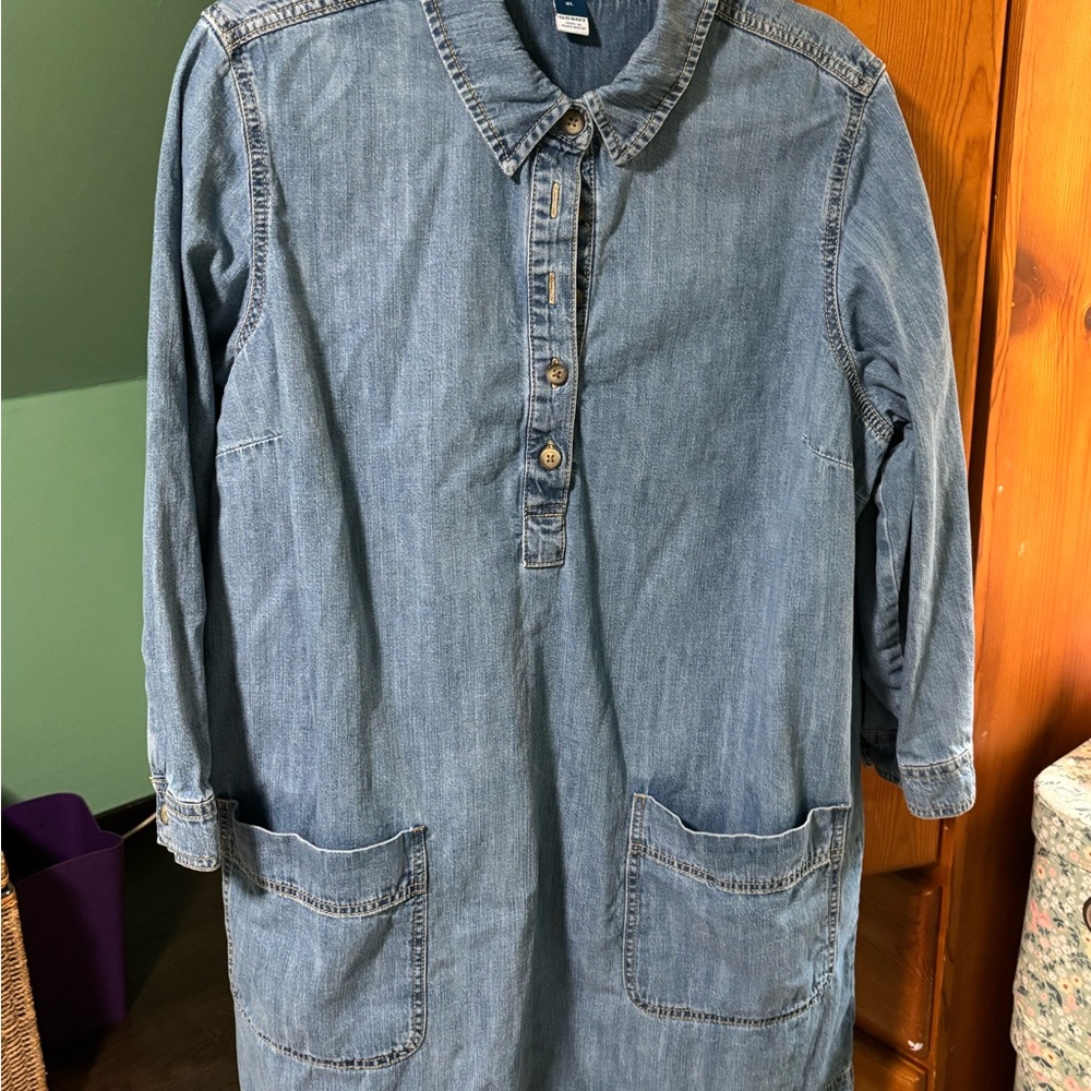Old Navy Blue Denim Shirt Dress